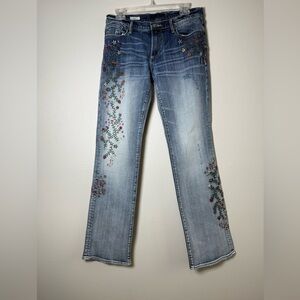 DRIFTWOOD flower Embroidered Boot Cut Jeans